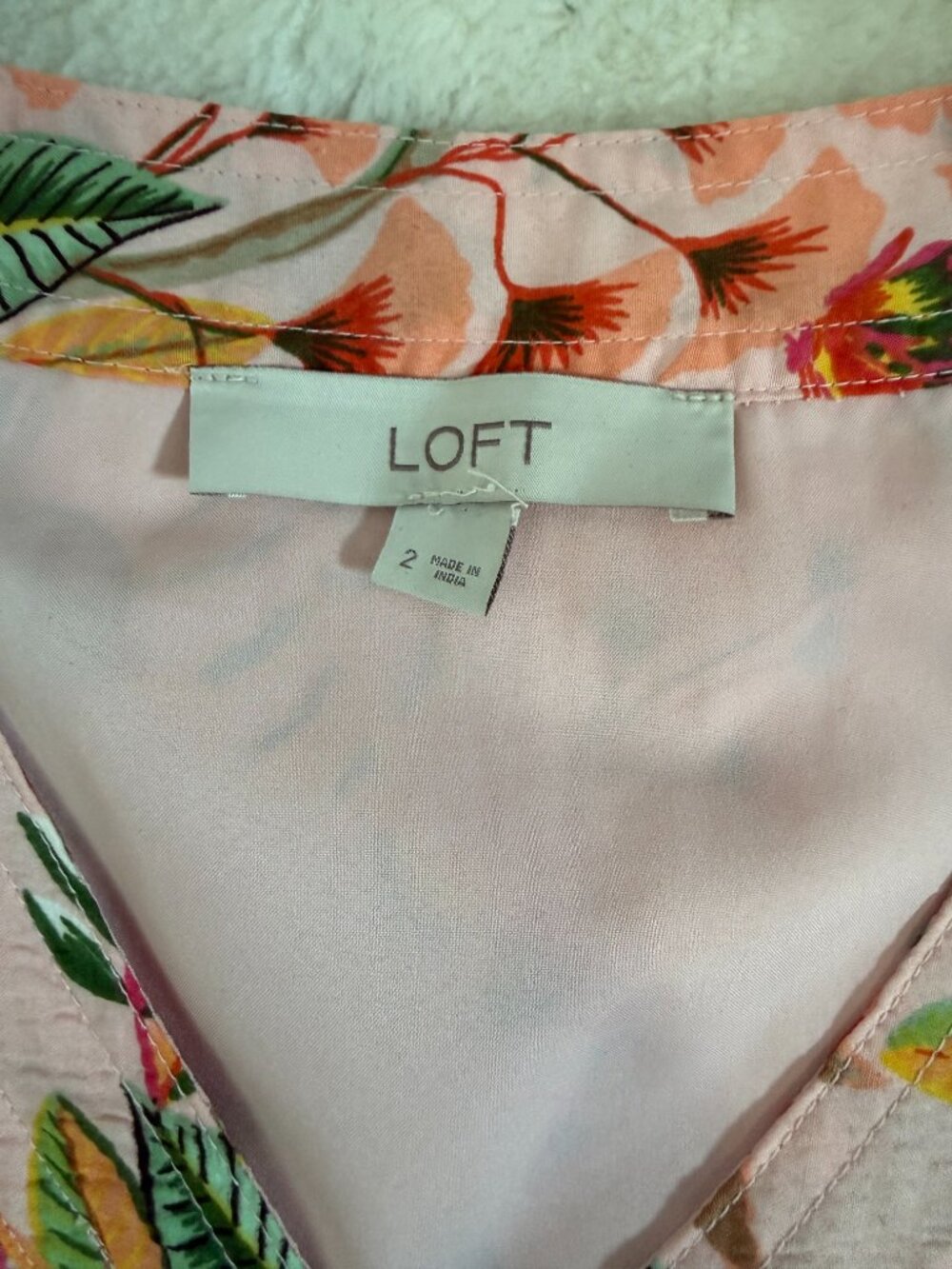 LOFT Pink Floral Tie Waist Midi Dress Size 2 Lined Button Front - Picture 13 of 13